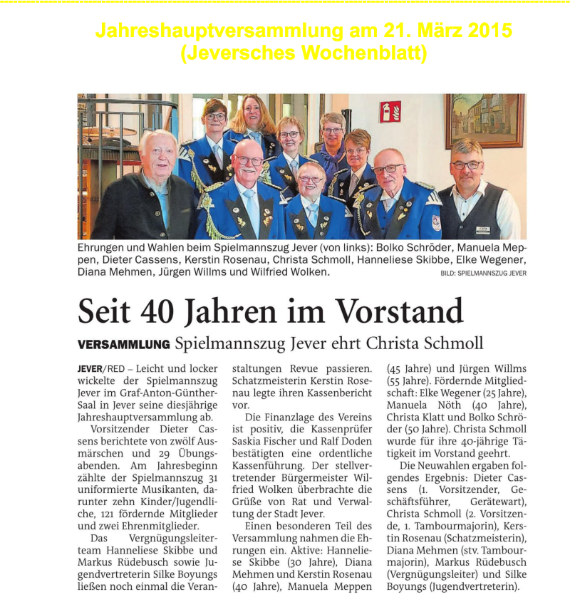 --------------------------------------------------------------------------------------------------------------------------------- Jahreshauptversammlung am 21. Mrz 2015 (Jeversches Wochenblatt)