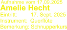 Aufnahme vom 17.09.2025  Amelie Hecht  Eintritt:         17. Sept. 2025 Instrument:  Querflte Bemerkung: Schnupperkurs