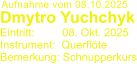 Aufnahme vom 08.10.2025  Dmytro Yuchchyk  Eintritt:         08. Okt. 2025 Instrument:  Querflte Bemerkung: Schnupperkurs